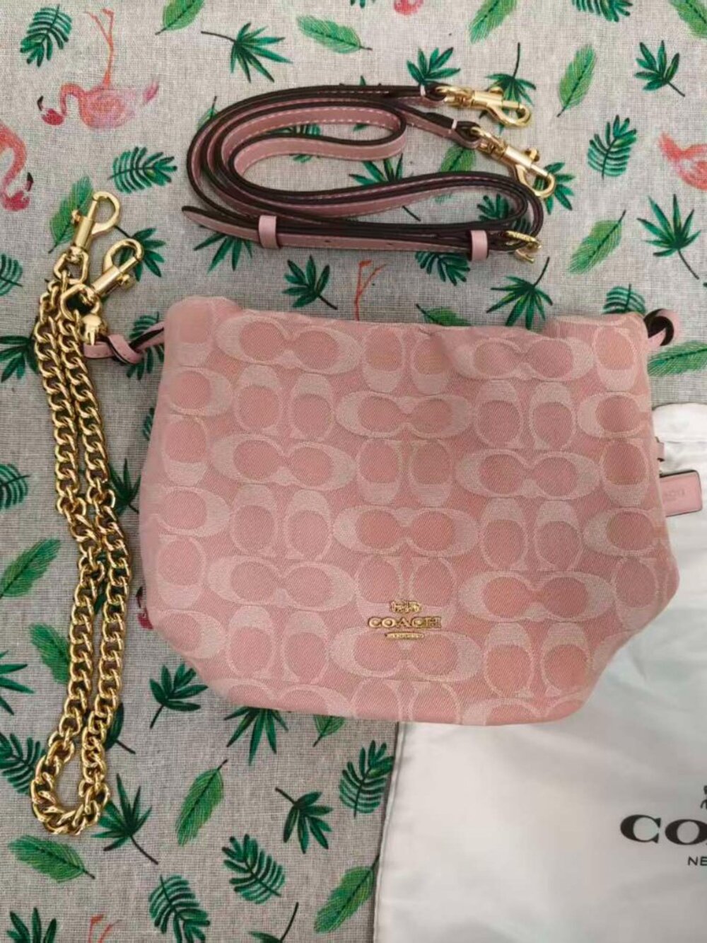 COACH Mini Bucket Bag, Pink Signature C
